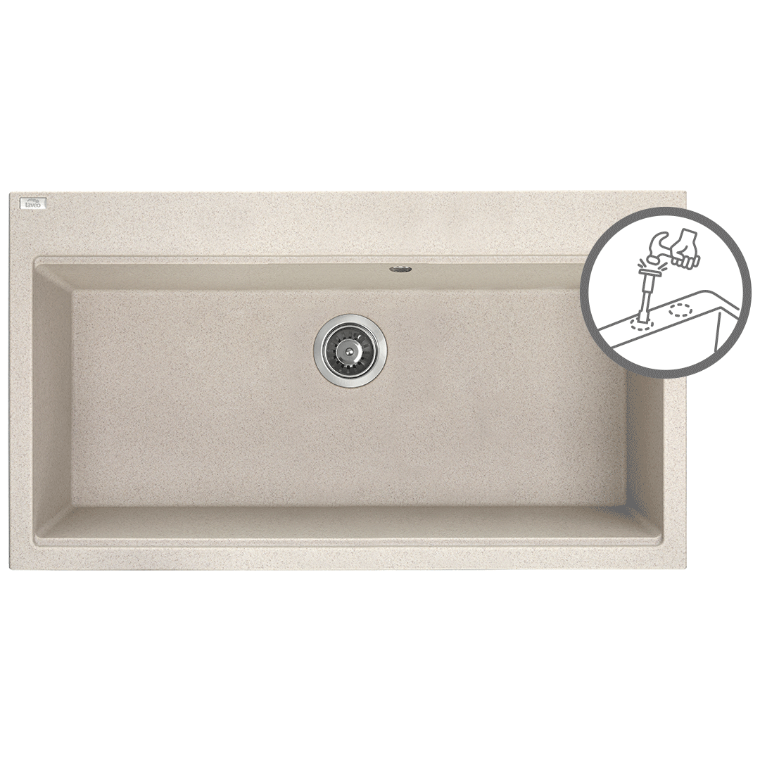 Granitinė (akmens masės) plautuvė LAVEO TAU Smėlio Beige 50x90 cm - Image 2