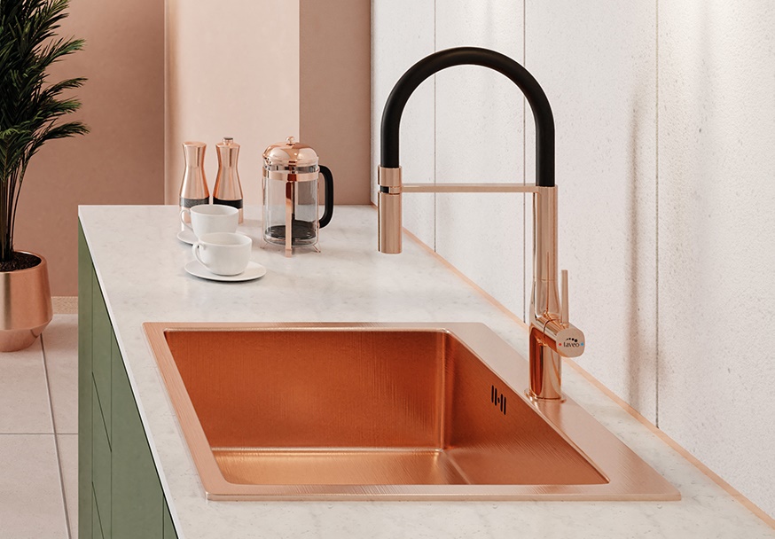 Nerūdijančio plieno plautuvė LAVEO MARMARA Copper 51x59 cm - Image 3
