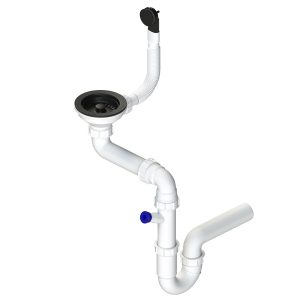 Vietą taupantis sifonas granitinei plautuvei 3,5" Black Laveo
