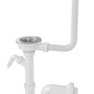 Vietą taupantis sifonas granitinei plautuvei 3,5" Chrome Laveo