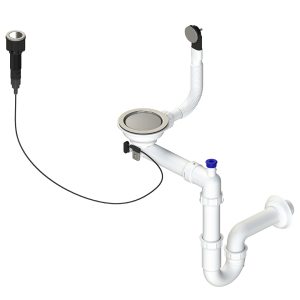 Vietą taupantis sifonas granitinei plautuvei su automatiniu kištuku 3,5" Chrome Laveo