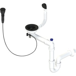Vietą taupantis sifonas granitinei plautuvei su automatiniu kištuku 3,5" Black Laveo