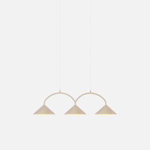 Pakabinamas šviestuvas – Curve 3 Beige – Tekstilė & Metalas