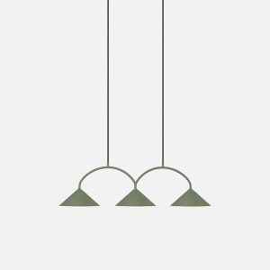 Pakabinamas šviestuvas – Curve 3 Moss Green – Tekstilė & Metalas