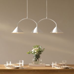 Pakabinamas šviestuvas – Curve 3 White – Tekstilė & Metalas